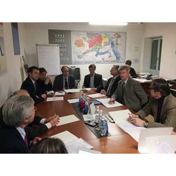 Stefano Balloch (Sindaco Cividale, vicepresidente Mittelfest), Antonio Devetag (Direttore generale Mittelfest), Gianni Torrenti (Assessore regionale Cultura) e Federico Rossi (Presidente Mittelfest) - Cividale del Friuli 28/02/2014