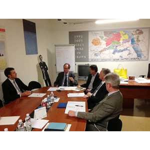 Stefano Balloch (Sindaco Cividale, vicepresidente Mittelfest), Gianni Torrenti (Assessore regionale Cultura) e Federico Rossi (Presidente Mittelfest) - Cividale del Friuli 28/02/2014