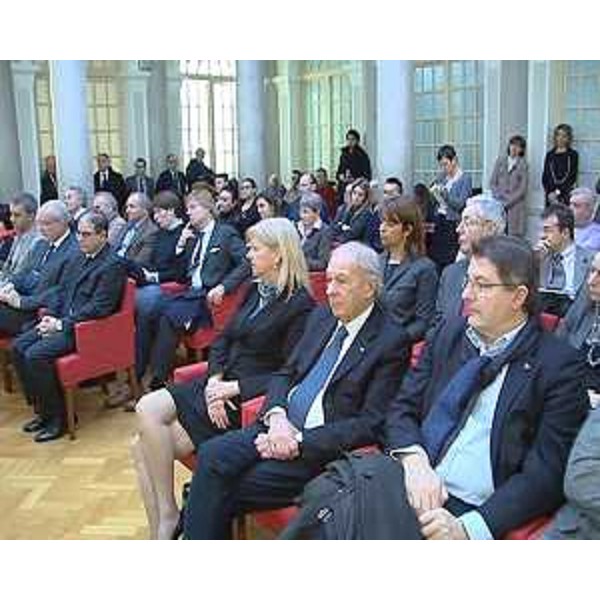 Silvia Altran (Sindaco Monfalcone), Ettore Romoli (Sindaco Gorizia) ed Enrico Gherghetta (Presidente Provincia Gorizia) alla presentazione del volume curato da Tiziano Treu "Welfare aziendale. Migliorare la produttività e il benessere dei dipendenti", all'Europalace Hotel - Monfalcone 03/03/2014