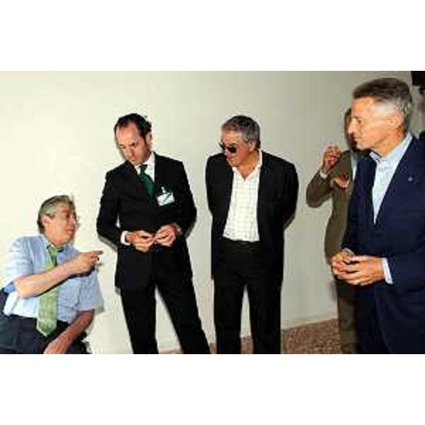 Riccardo Illy (Presidente Regione Friuli Venezia Giulia) e Umberto Bossi (Segretario Federale Lega Nord Padania) all'incontro sul tema del federalismo fiscale svoltosi a Vicenza nella Villa Bonin Maistrello. (Trieste 01/07/07) 