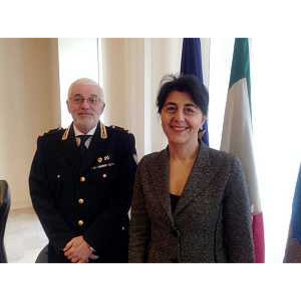 Luciano D'Agata (Dirigente Compartimento Polizia Stradale FVG) e Mariagrazia Santoro (Assessore regionale Infrastrutture e Mobilità) - Trieste 26/03/2014