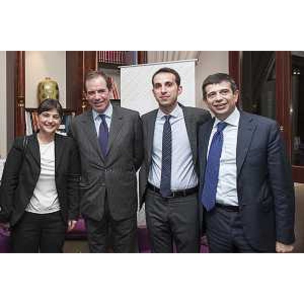 Debora Serracchiani (Presidente Friuli Venezia Giulia), Giovanni Gorno Tempini (Amministratore delegato CDP-Cassa Depositi e Prestiti), Simone Dattoli (Fondatore Inwork) e Maurizio Lupi (Ministro Infrastrutture e Trasporti) all'evento "Infrastrutture e mobilità per la crescita: il coraggio di scegliere" del Progetto Inwork Relazioni & Istituzioni - Roma 19/03/2014