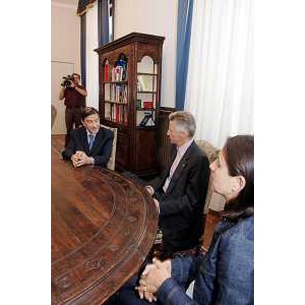 Riccardo Illy (Presidente Regione Friuli Venezia Giulia) e Michela Del Piero (Assessore regionale Risorse economiche e finanziarie) incontrano Camillo Longoni (nuovo Presidente Corte dei Conti Friuli Venezia Giulia). (Trieste 04/07/07)