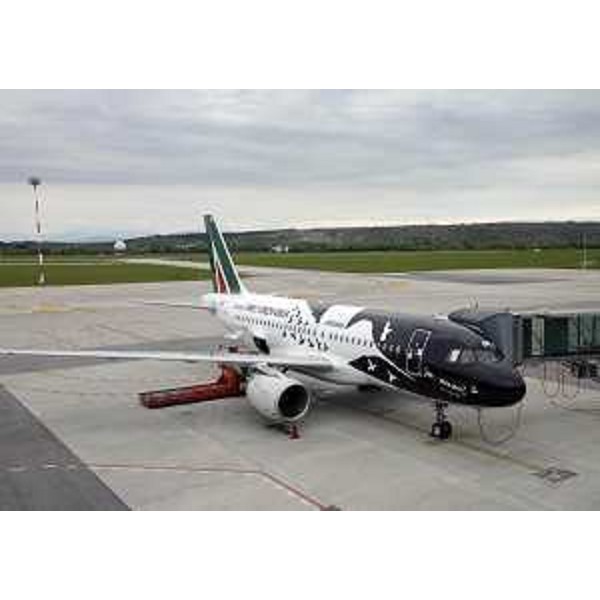 L'aereo Alitalia con la speciale livrea per la promozione del Friuli Venezia Giulia - Aeroporto di Ronchi dei Legionari 11/04/2014
