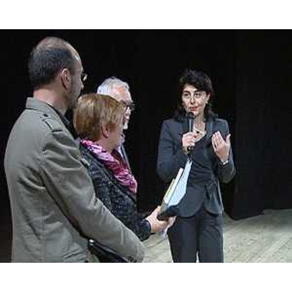 Mariagrazia Santoro (Assessore regionale Pianificazione territoriale) alla presentazione del documentario sui magredi girato dalle Produzioni televisive dell'Ufficio Stampa e Comunicazione della Regione Friuli Venezia Giulia - Cordenons 10/04/2014