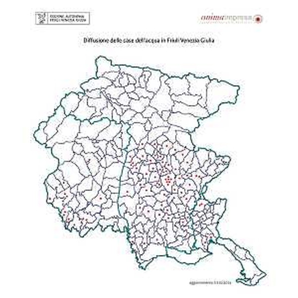 Mappa delle Case dell'Acqua fruibili sul territorio del Friuli Venezia Giulia, aggiornata al 3 febbraio 2014 - Formato PDF