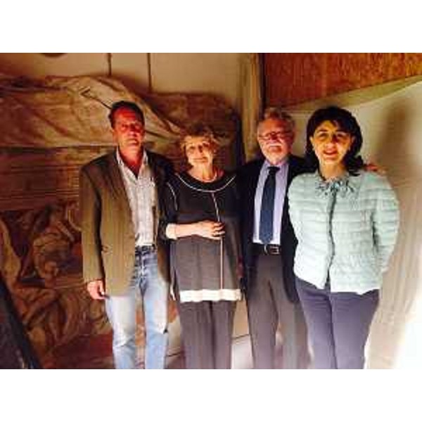 Ippolito Nievo, Consuelo Artelli Nievo, Vittorio Zanon (Commissario straordinario ricostruzione Castello di Colloredo di Monte Albano) e Mariagrazia Santoro (Assessore regionale Lavori pubblici) - Udine 23/04/2014