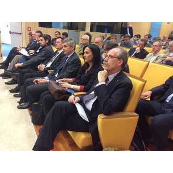 Francesca Barracciu (Sottosegretario Beni e Attività Culturali e Turismo) e Gianni Torrenti (Assessore regionale Cultura) al convegno "Cloud e digital: quali opportunità per lo sviluppo delle PMI italiane?" all'Area Science Park di Padriciano - Trieste 05/05/2014