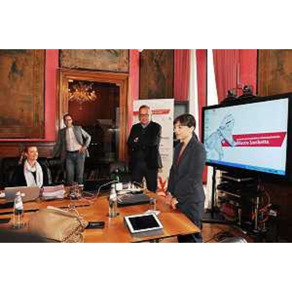 Debora Serracchiani (Presidente Friuli Venezia Giulia) alla presentazione dell'XI edizione del Premio giornalistico internazionale Marco Luchetta, promosso dalla Fondazione Luchetta Ota D'Angelo Hrovatin con la Rai - Roma 07/05/2014