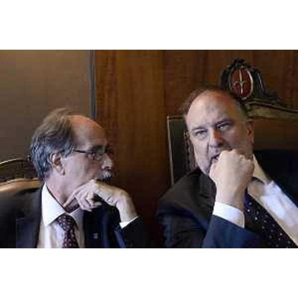 Gianni Torrenti (Assessore regionale Sport) e Roberto Cosolini (Sindaco Trieste) alla presentazione degli eventi previsti per l'arrivo a Trieste (1° giugno) della XXI Tappa del 97° Giro d'Italia - Trieste 15/05/2014