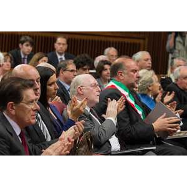 Gaetano Silvestri (Presidente Corte Costituzionale) e Roberto Cosolini (Sindaco Trieste) alla cerimonia del cinquantesimo anniversario della prima seduta dell'Assemblea regionale del Friuli Venezia Giulia - Trieste 26/05/2014