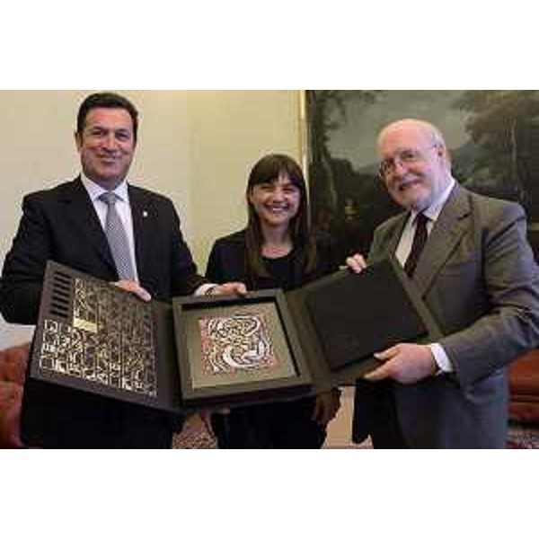 I presidenti Franco Iacop (Consiglio regionale FVG), Debora Serracchiani (Regione autonoma Friuli Venezia Giulia) e Gaetano Silvestri (Corte Costituzionale) in occasione del cinquantesimo anniversario della prima seduta dell'Assemblea regionale del Friuli Venezia Giulia - Trieste 26/05/2014