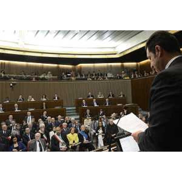 Franco Iacop (Presidente Consiglio regionale) interviene alla cerimonia del cinquantesimo anniversario della prima seduta dell'Assemblea regionale del Friuli Venezia Giulia - Trieste 26/05/2014