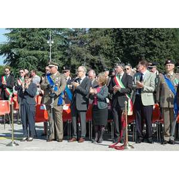 Debora Serracchiani (Presidente Regione Friuli Venezia Giulia), Francesca Adelaide Garufi (Prefetto Trieste), Antonio Calligaris (Sindaco Fogliano Redipuglia) alla Festa della Repubblica al Sacrario di Redipuglia (GO) - 02/06/2014