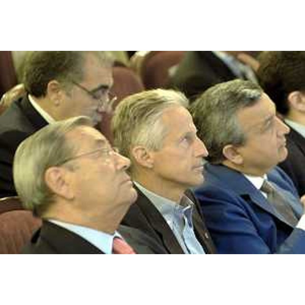 Corrado Antonini (Presidente Associazione Industriali Trieste) e Riccardo Illy (Presidente Regione Friuli Venezia Giulia) alla seconda giornata nazionale sul turismo "Passione Italia", al Teatro Verdi di Trieste. (Trieste 17/07/07) 