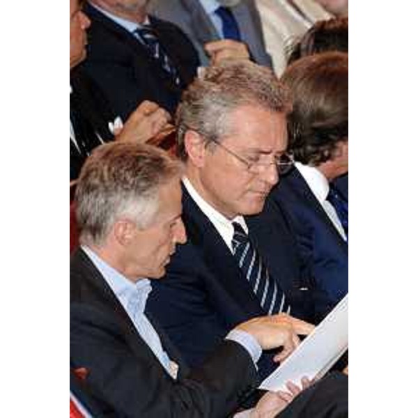 Riccardo Illy (Presidente Regione Friuli Venezia Giulia) e Francesco Rutelli (Vicepresidente Consiglio con delega Turismo) alla seconda giornata nazionale sul turismo "Passione Italia". (Trieste 17/07/07)