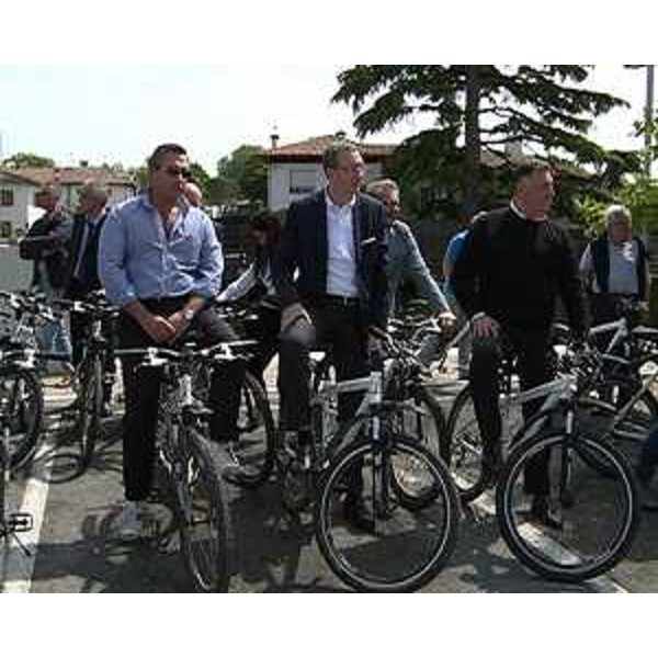 Sergio Bolzonello (Vicepresidente Regione FVG e assessore Attività produttive) all'inaugurazione del tratto Grado-Palmanova (via Aquileia) della CAAR-Ciclovia Alpe Adria Radweg - Aquileia 05/06/2014