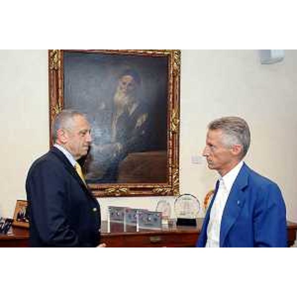 Riccardo Illy (Presidente Regione Friuli Venezia Giulia) e Gianpietro Benedetti (Presidente e Amministratore delegato Danieli) durante la visita al gruppo siderurgico Danieli. (Buttrio 18/07/07)