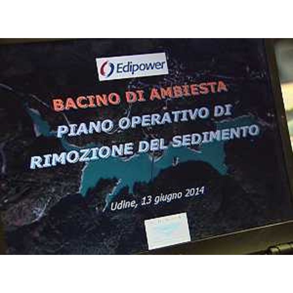 Illustrazione del Piano operativo di rimozione del sedimento nel Bacino di Ambiesta - Udine 13/06/2014