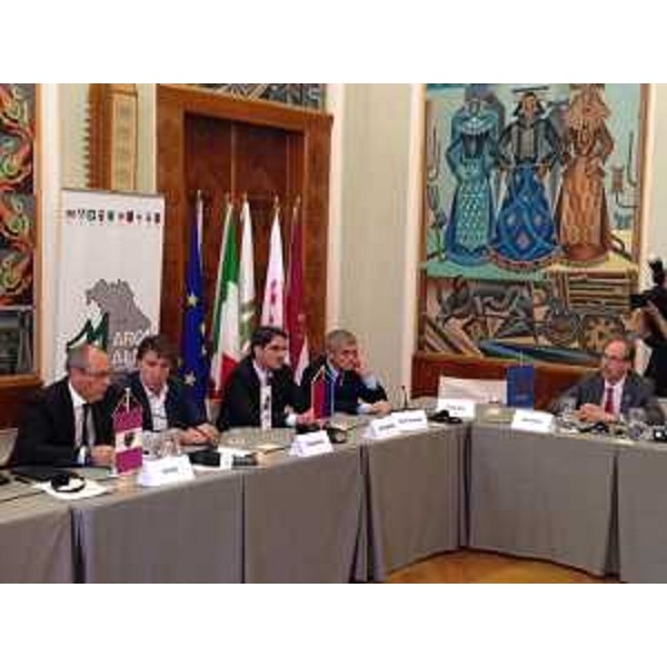 Gianni Torrenti (Assessore regionale Cultura) alla conferenza delle Regioni alpine d'Europa, nella Sala Depero della Provincia autonoma - Trento 27/06/2014