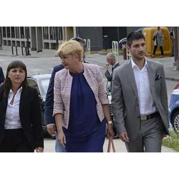 Debora Serracchiani (Presidente Regione Friuli Venezia Giulia), Federica Guidi (Ministro Sviluppo Economico) e Matteo Tonon (Presidente Confindustria Udine) arrivano all'Assemblea generale delle aziende associate a Confindustria Udine - Udine 30/06/2014