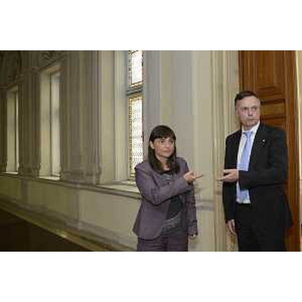 Debora Serracchiani (Presidente Regione Friuli Venezia Giulia) e Michael Thamm (Amministratore delegato Costa Crociere), nella sede della Regione FVG - Trieste 04/07/2014