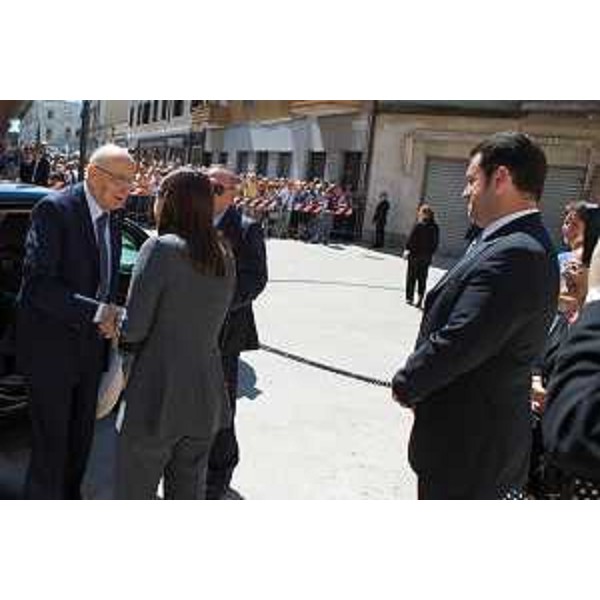Debora Serracchiani (Presidente Regione Friuli Venezia Giulia) accoglie Giorgio Napolitano (Presidente Repubblica Italiana) - Monfalcone 06/07/2014
