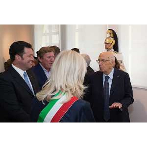 Giorgio Napolitano (Presidente Repubblica Italiana) con Franco Iacop (Presidente Consiglio regionale) e Silvia Altran (Sindaco Monfalcone) - Monfalcone 06/07/2014