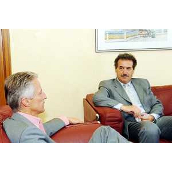 Riccardo Illy (Presidente Regione Friuli Venezia Giulia) con Mario Pezzetta (Sindaco Tavagnacco), presidente del Consiglio delle autonomie locali del Friuli Venezia Giulia. (Trieste 25/07/07)