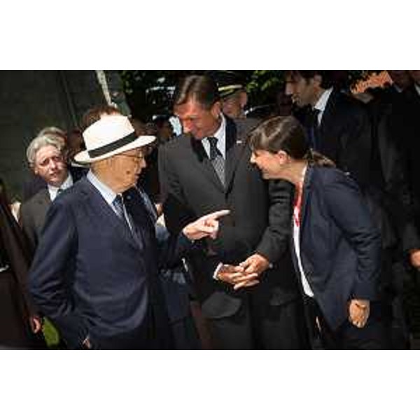 I Capi di Stato Giorgio Napolitano (Italia) e Borut Pahor (Slovenia) e Debora Serracchiani (Presidente Regione Friuli Venezia Giulia) al Santuario del Monte Santo (Sveta Gora) - 07/07/2014