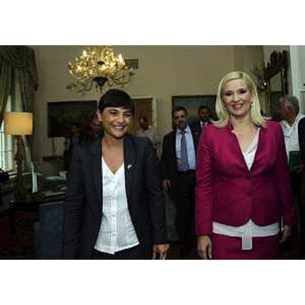 Debora Serracchiani (Presidente Regione Friuli Venezia Giulia) e Zorana Mihajlovic (Ministro Infrastrutture e Trasporti Repubblica di Serbia) - Belgrado 08/07/2014