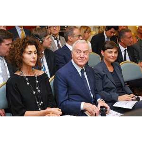 Luisa Todini (Presidente Todini Costruzioni generali S.p.A.), Gianni Letta e Debora Serracchiani (Presidente Regione Friuli Venezia Giulia) al Convegno sul IV Pacchetto Ferroviario - Villa Almone, Roma 09/07/2014