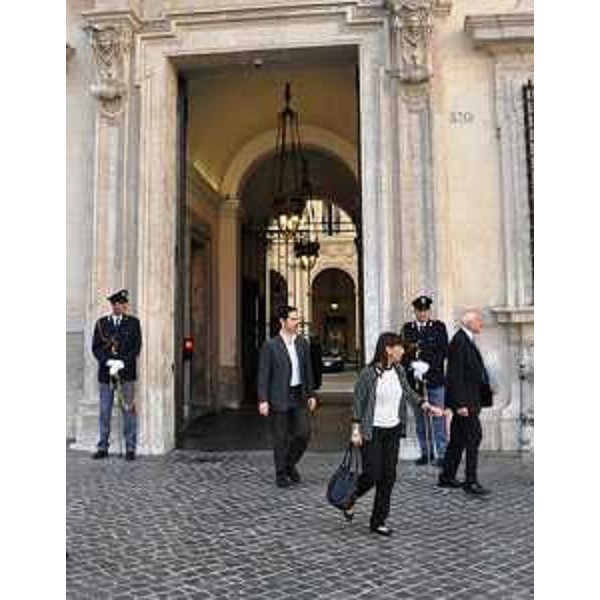 Debora Serracchiani (Presidente Regione Friuli Venezia Giulia) all'uscita da Palazzo Chigi dopo la seduta del Consiglio dei Ministri - Roma 10/07/2014