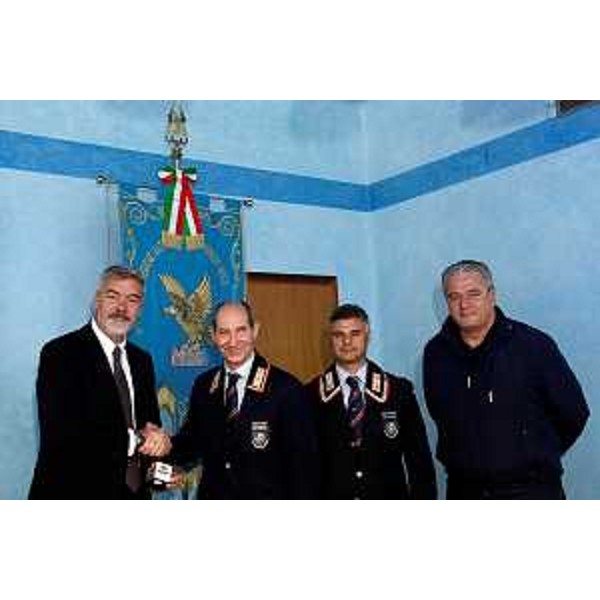 Paolo Panontin (Assessore regionale Funzione pubblica, Autonomie locali, Coordinamento Riforme, Caccia e Risorse ittiche, Protezione civile), generale Michele Ladislao (ispettore pro tempore Associazione Nazionale Carabinieri), Ettore Perotti (coordinatore Nucleo Regionale Volontari e Protezione civile ANC) e Guglielmo Berlasso (direttore Protezione civile regionale) – Trieste 24/07/2014