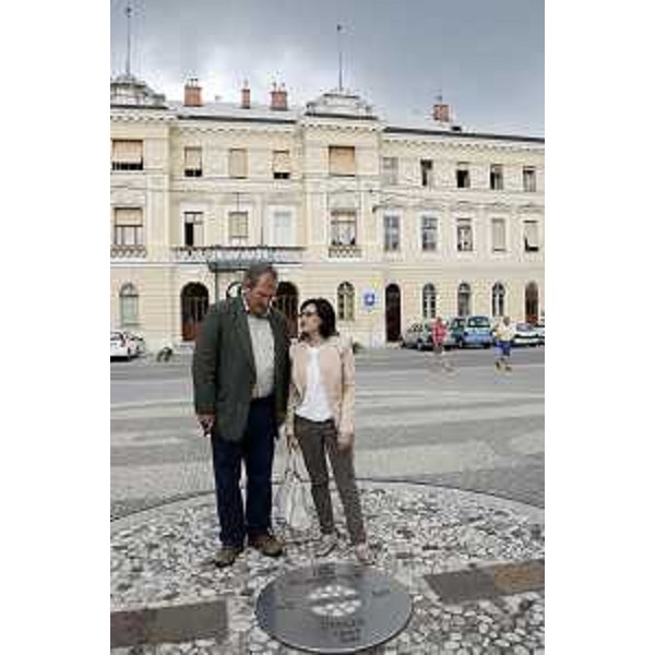 Hubert Weiger [Presidente Bund (alleanza) 'Amici della Terra'] e Sara Vito (Assessore Ambiente FVG), in Piazza della Transalpina - Gorizia 28/07/2014