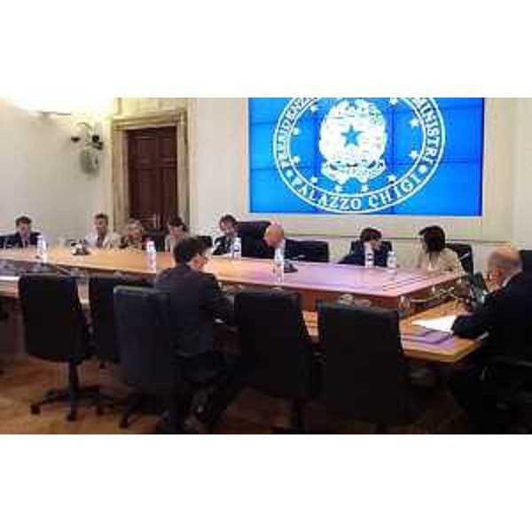 Erasmo D'Angelis (Capo Struttura di missione "italiasicura"), Debora Serracchiani (Presidente Regione Friuli Venezia Giulia) e Sara Vito (Assessore Ambiente FVG) - Roma 30/07/2014