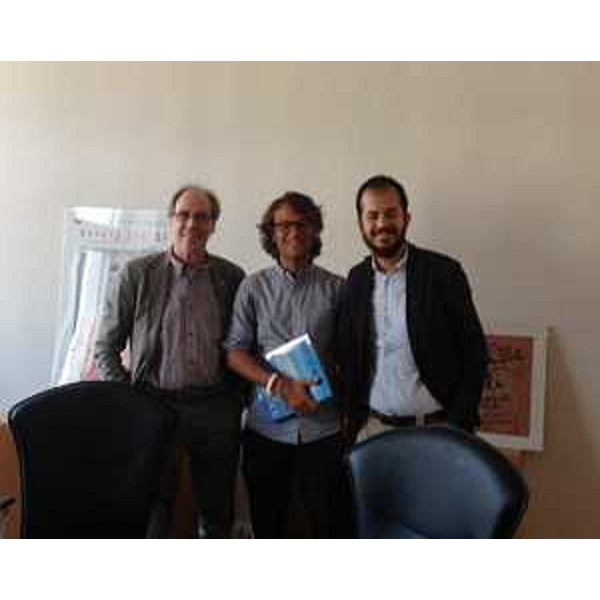 Gianni Torrenti (Assessore regionale Cultura), Nicolò Giraldi (Protagonista "Viaggio a piedi da Londra a Trieste. L'Europa a cent'anni dalla Grande Guerra.) e Luigi Vignando (Responsabile comunicazione "GIRO nella STORIA") - Trieste 04/08/2014