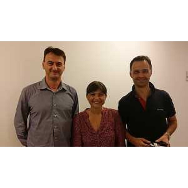 Debora Serracchiani (Presidente Regione Friuli Venezia Giulia) tra i sindaci Luca Boschetti e Massimo Mentil (Comuni Cercivento e Paluzza) - Tolmezzo 04/08/2014