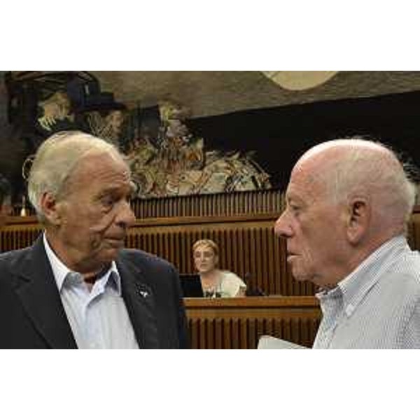 Ettore Romoli (Sindaco Gorizia) e Franco Rotelli (Presidente III Commissione consiliare) durante la riunione della III Commissione in Consiglio regionale - Trieste 27/08/2014