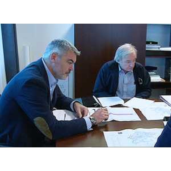 Paolo Panontin (Assessore regionale Protezione civile) alla riunione per fare il punto sui danni provocati dal recente maltempo - Udine 18/08/2014