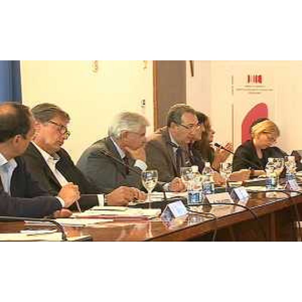Giovanni Da Pozzo (Presidente CCIAA Udine), Giovanni Pavan (Presidente CCIAA Pordenone) e Sergio Bolzonello (Vicepresidente Regione FVG e assessore regionale Attività produttive) alla presentazione di "Nuova Manifattura", progetto di Friuli Future Forum (FFF) - Pordenone 01/09/2014