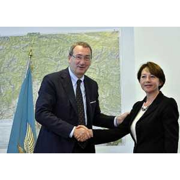 Sergio Bolzonello (Vicepresidente Regione FVG e assessore regionale Attività produttive e Risorse agricole e forestali) e Cristiana Compagno (Presidente Banca Mediocredito FVG) - Udine 03/09/2014