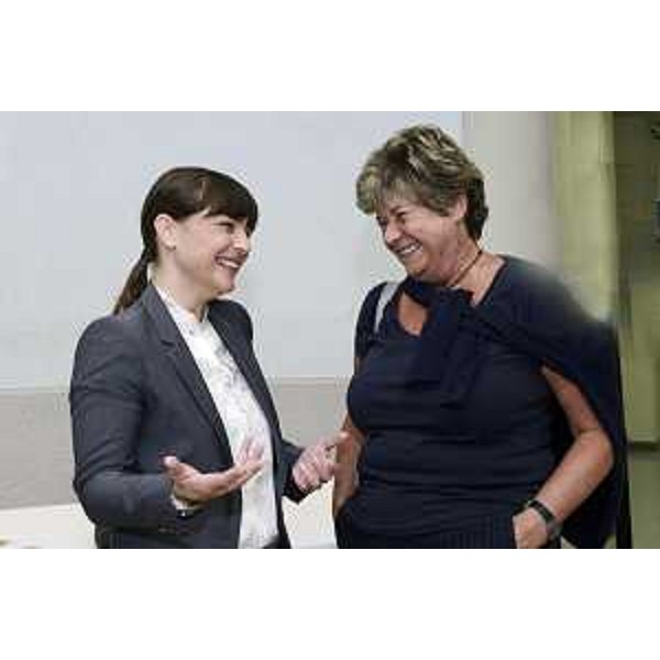 Debora Serracchiani (Presidente Regione Friuli Venezia Giulia) e Susanna Camusso (Segretario generale CGIL) in occasione della tavola rotonda "Le nuove prospettive dell'autonomia", organizzata dalla CGIL alla Scuola Superiore di Lingue Moderne - Trieste 12/09/2014