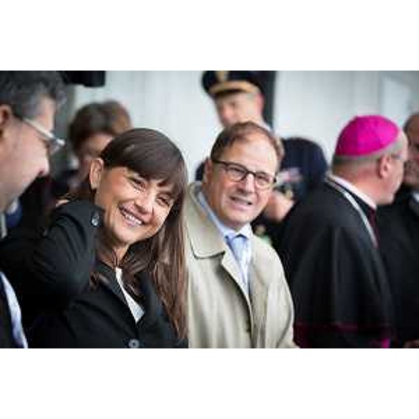 Debora Serracchiani (Presidente Regione Friuli Venezia Giulia) e Vittorio Zappalorto (Prefetto Gorizia) all'Aeroporto FVG per l'arrivo di Papa Francesco - Ronchi dei Legionari 13/09/2014