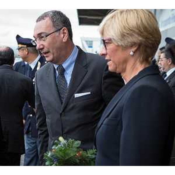 Sergio Bolzonello (Vicepresidente Regione Friuli Venezia Giulia) e Roberta Pinotti (Ministro Difesa) all'Aeroporto FVG - Ronchi dei Legionari 13/09/2014