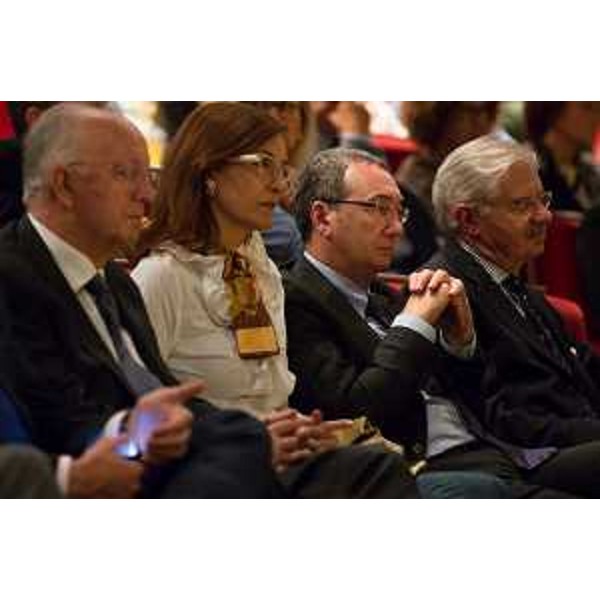 Sergio Bolzonello (Vicepresidente Regione Friuli Venezia Giulia) e Giovanni Pavan (Presidente Fondazione Pordenonelegge) all'inaugurazione della XV edizione di Pordenonelegge, al Teatro Giuseppe Verdi - Pordenone 17/09/2014