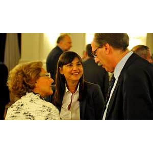 Francesca Adelaide Garufi (Commissario di Governo e Prefetto Trieste), Debora Serracchiani (Presidente Regione Friuli Venezia Giulia) e Gianni Torrenti (Assessore regionale Sport) alla serata ufficiale offerta alle delegazioni straniere ed ai vertici del volley internazionale, in occasione dei Campionati del Mondo di Pallavolo femminile, in Prefettura - Trieste 26/09/2014