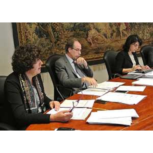 Gli assessori regionali Loredana Panariti (Lavoro e Formazione), Gianni Torrenti (Beni culturali e Sport) e Mariagrazia Santoro (Infrastrutture e Mobilità) durante la riunione della Giunta regionale - Trieste 10/10/2014