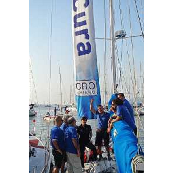 Debora Serracchiani (Presidente Regione Friuli Venezia Giulia) sulla barca che gareggia per il CRO di Aviano alla XLVI Barcolana - Villaggio Barcolana, Trieste 12/10/2014