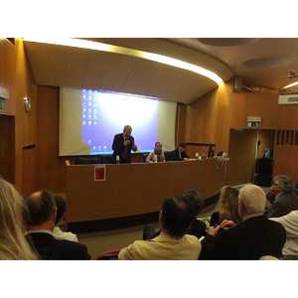 Furio Honsell (Sindaco Udine), Maria Sandra Telesca (Assessore regionale Salute) e Debora Serracchiani (Presidente Regione Friuli Venezia Giulia) nella Sala Anfiteatro dell'Azienda Ospedaliero-Universitaria - Udine 13/10/2014